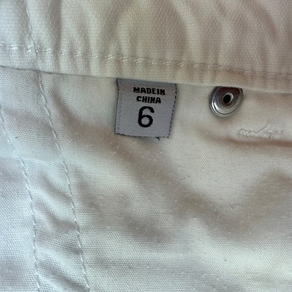 Ecru Cotton Blend White Pants Womens Sz 6 Buttons Ankle Straight Leg - Picture 10 of 12